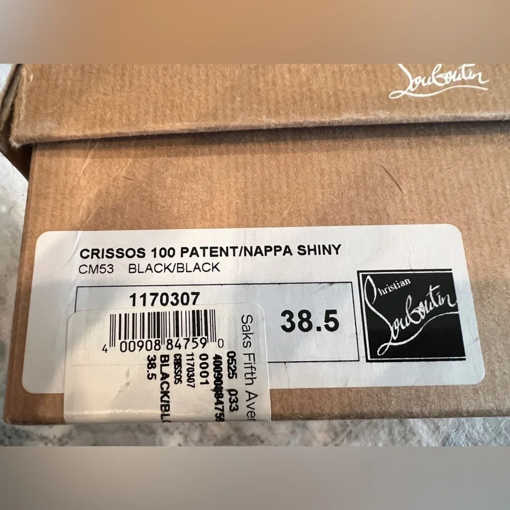 Christian Louboutin Crissos Black Strappy Patent 100mm Pumps Size 38.5 With Box - Picture 6 of 6